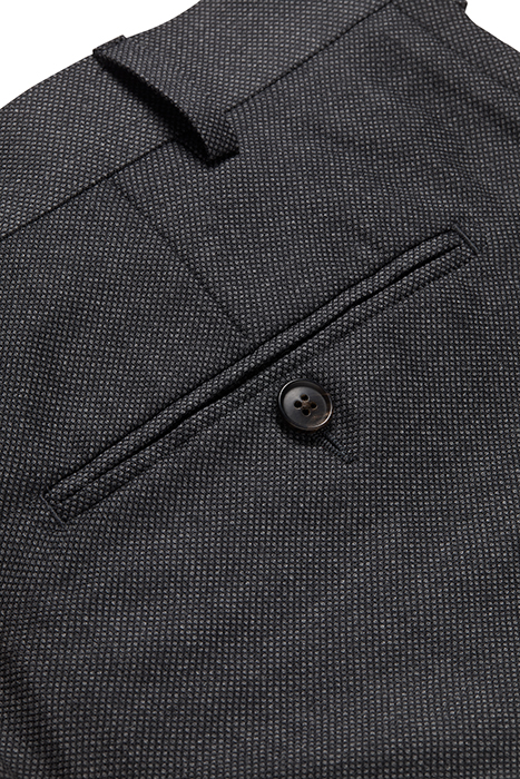 DARK GREY BIRD'S EYE SLIM LEG STRAIGHT TROUSERS 5