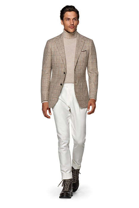 MID BROWN CHECKED TAILORED FIT HAVANA BLAZER 4