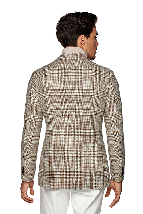 MID BROWN CHECKED TAILORED FIT HAVANA BLAZER 2