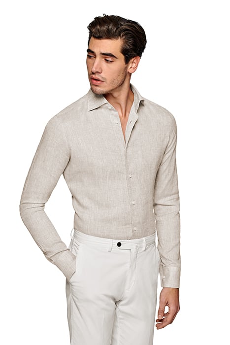 LIGHT BROWN SLIM FIT SHIRT 1