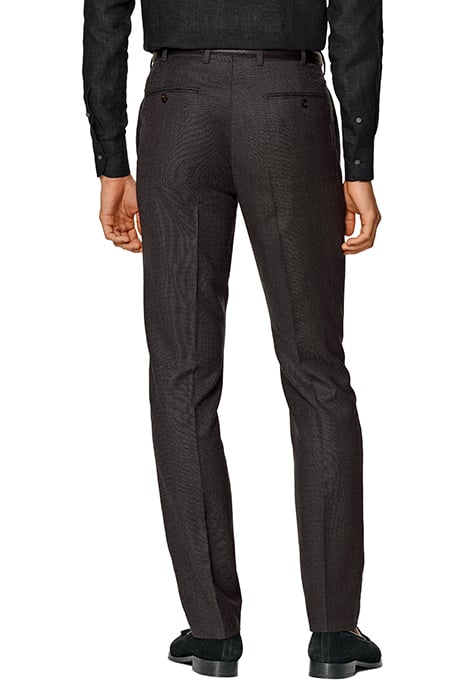DARK GREY BIRD'S EYE SLIM LEG STRAIGHT SUIT TROUSERS 2
