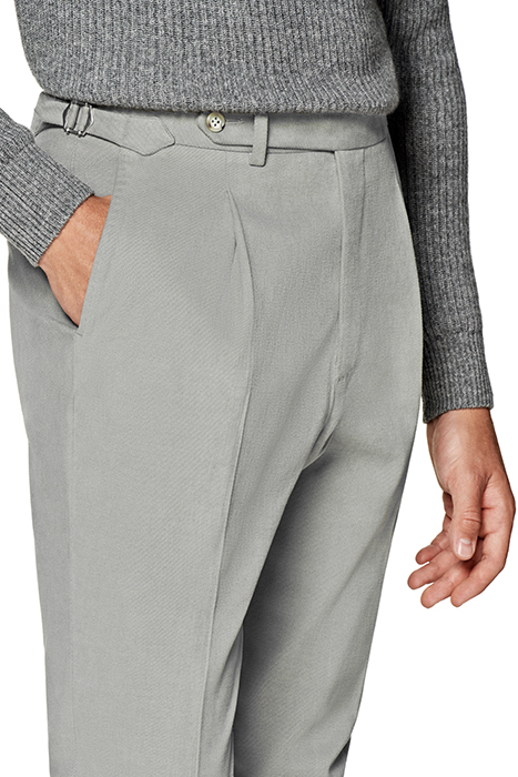 GREY TWILL SLIM LEG TAPERED TROUSERS 5