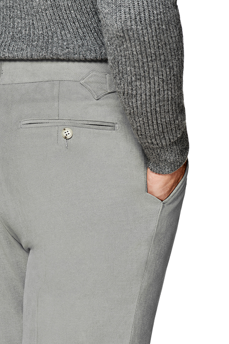 GREY TWILL SLIM LEG TAPERED TROUSERS 6