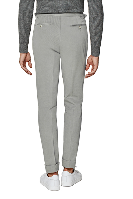 GREY TWILL SLIM LEG TAPERED TROUSERS 2