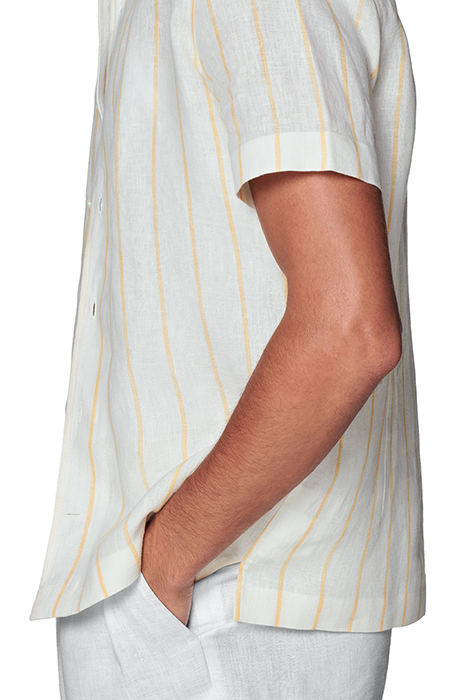 YELLOW STRIPED CAMP COLLAR SLIM FIT SHIRT 8