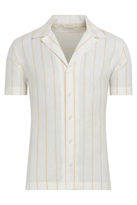 YELLOW STRIPED CAMP COLLAR SLIM FIT SHIRT 4