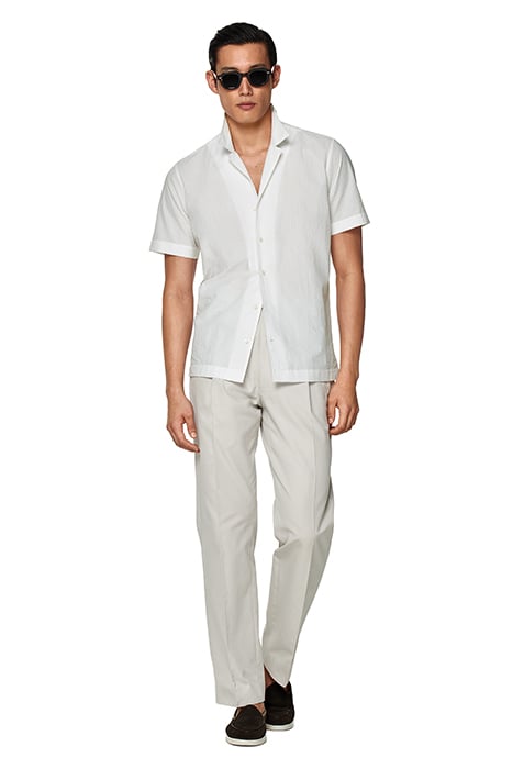 WHITE CAMP COLLAR SLIM FIT SHIRT 3