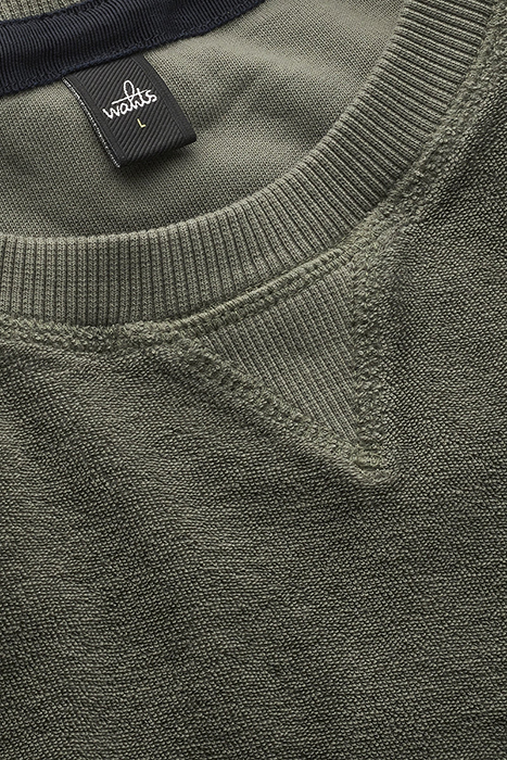 WARREN | TOWELING CREWNECK SWEATER ARMY GREEN 2