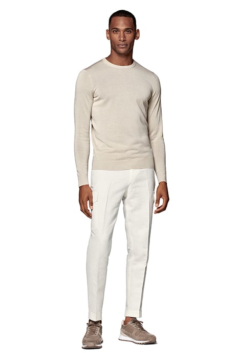 WHITE WIDE LEG TAPERED TROUSERS 3