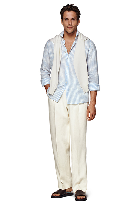 LIGHT BLUE STRIPED SLIM FIT SHIRT 3