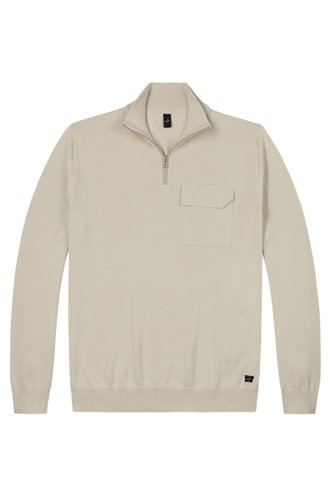 LEWIS | COTTON HALF ZIP PULLOVER WHITE SAND 2