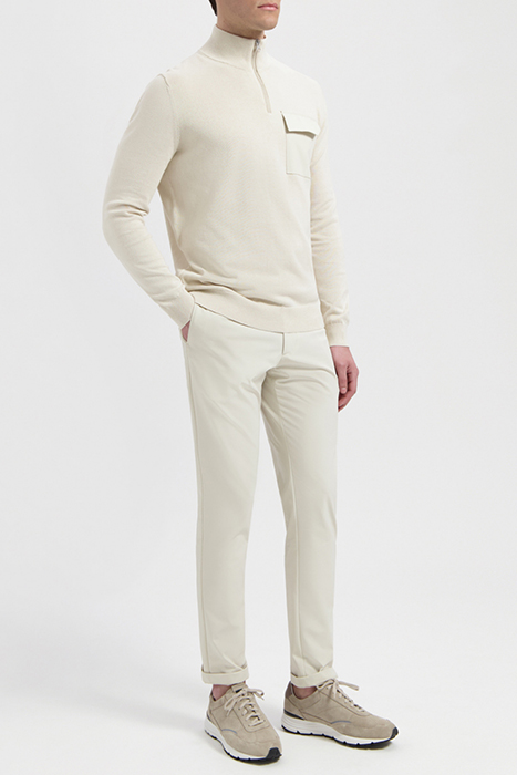 LEWIS | COTTON HALF ZIP PULLOVER WHITE SAND 3