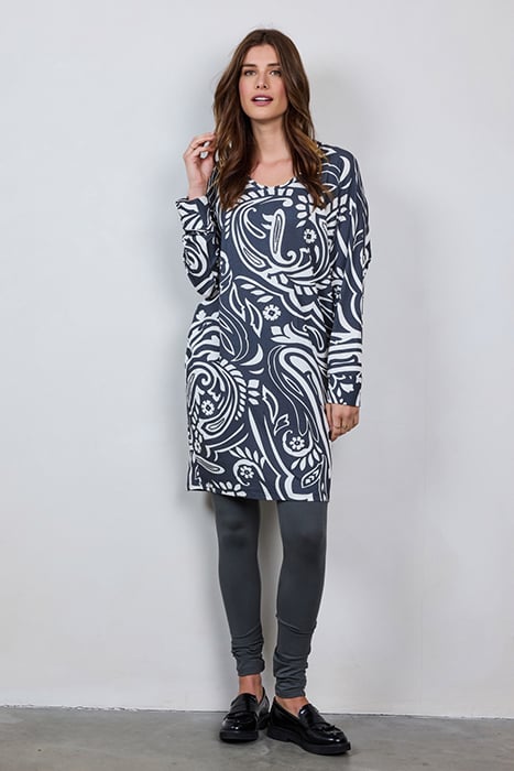 COMFY LOOSE DRESS PRINTED 3/4 DARK SHADOW WITH GRANDEUR PRIN 2