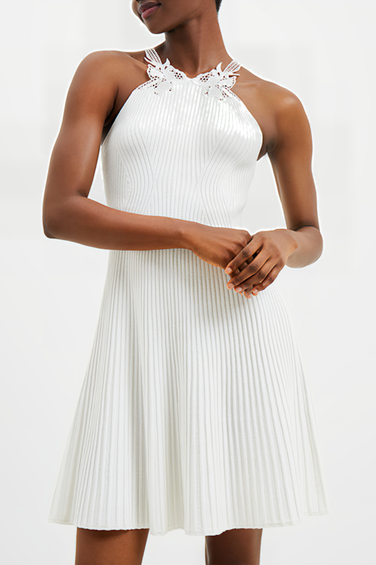 MARI KNIT LACE MIX DRESS WHITE 1