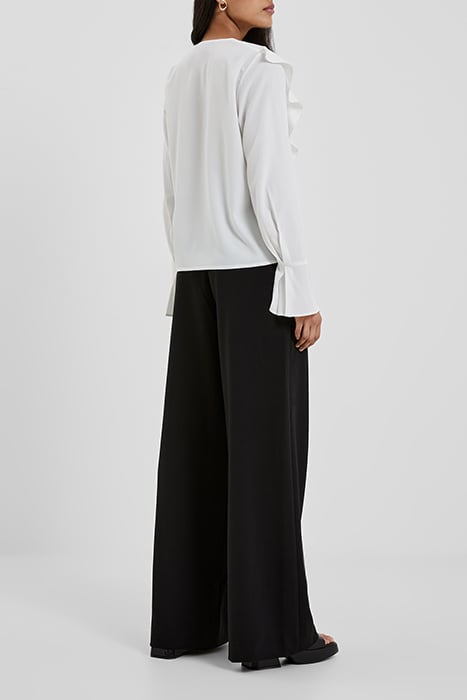 CREPE LIGHT ASYMM FRILL SHIRT WHITE 3