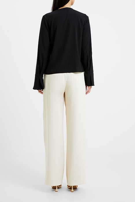 CREPE LIGHT ASYMM FRILL SHIRT BLACK 3