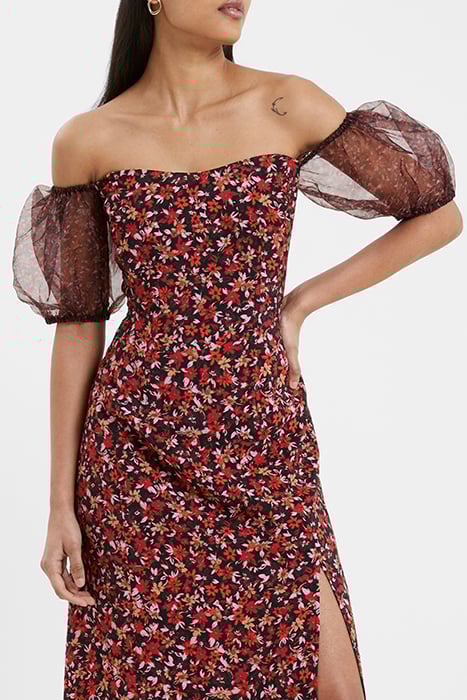 CLARA FLAVIA TEXT PUF SLV DRES BLACK 3