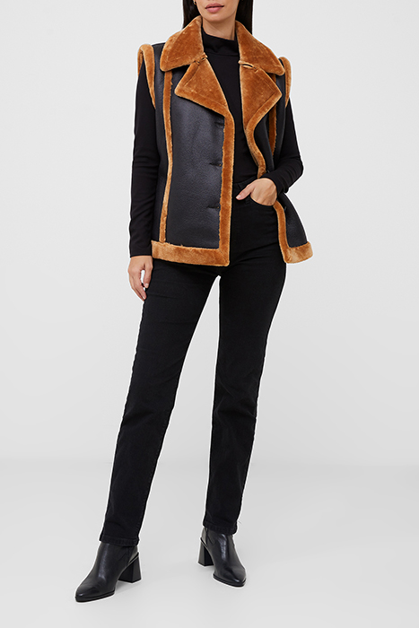 BELEN FAUX FUR GILET BLACK 2