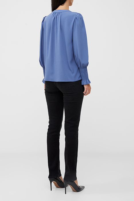 CREPE V NECK BLOUSE BLUE 3