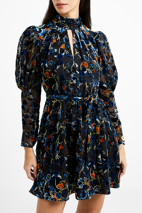 AVERY BURNOUT LS DRESS BLACK 1