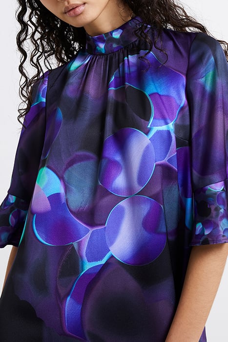 EVA HARLOW FLUTED SLEEVE DRESS BLUE 5