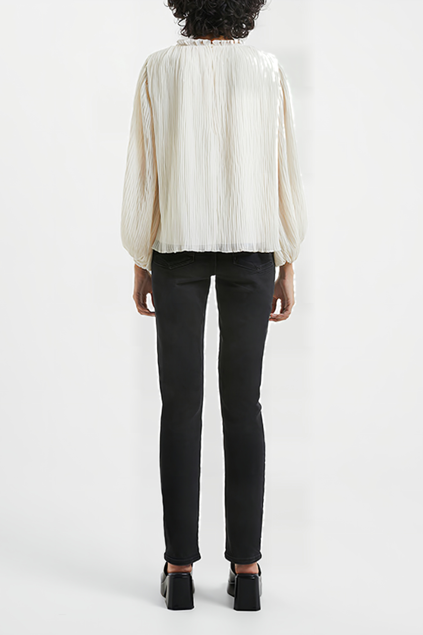 CALLIE LUREX PLEATED TOP BROWN 2