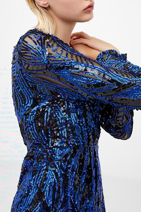 DENIZ EMBELLISHED LS MINI DRES BLUE 4