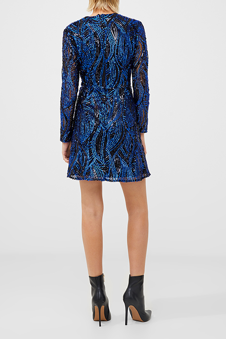 DENIZ EMBELLISHED LS MINI DRES BLUE 3