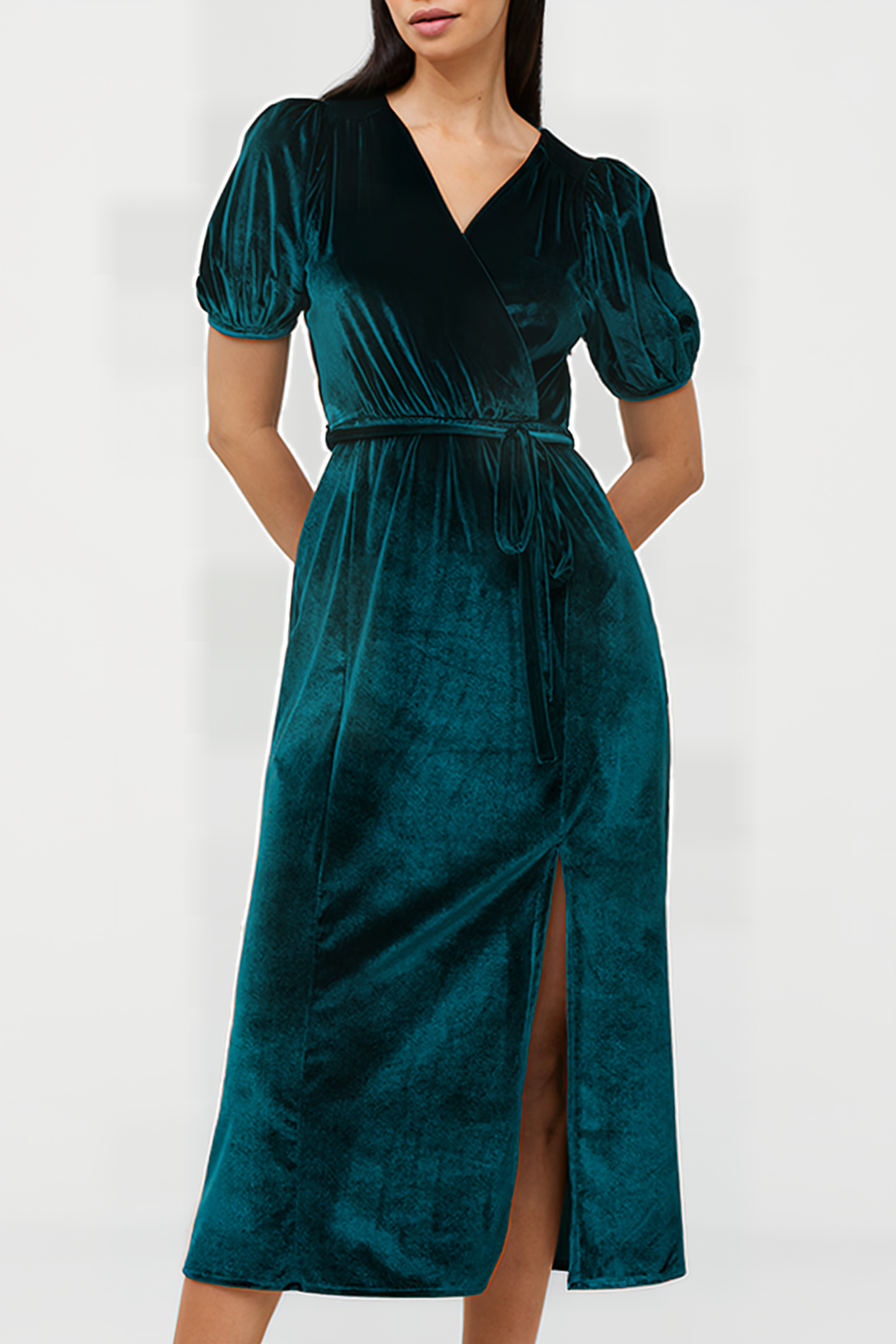 SULA VELVET MIDI DRESS GREEN 1