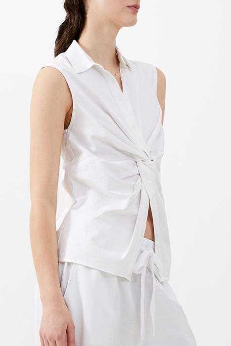AOFIE LINEN TWIST FRONT SHIRT WHITE 3