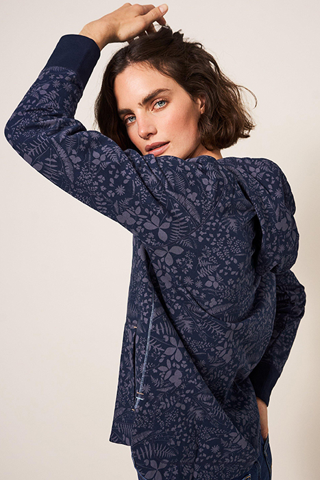 MILO HOODED SWEAT NAVY PRINT 3