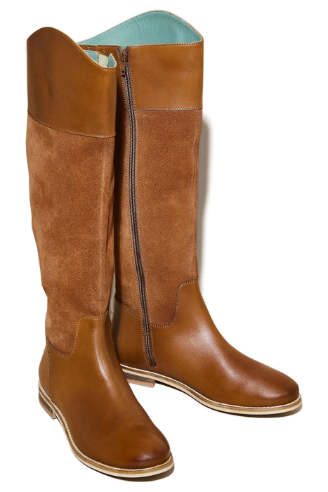 LEATHER SUEDE KNEE HIGH BOOT DARK TAN 2