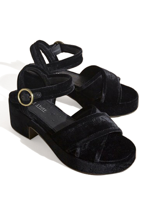 VELVET PLATFORM SANDAL PURE BLACK 2