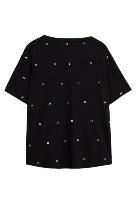 WINNIE EMBROIDERED TOP BLACK MULTI 2