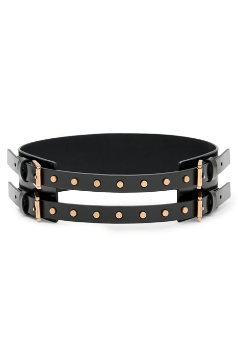 ELODIE DOUBLE BELT BLACK/WARM BRASS 4