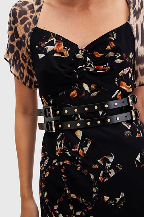 ELODIE DOUBLE BELT BLACK/WARM BRASS 3