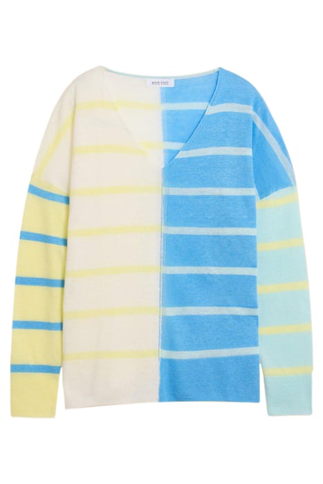 LINEN V NECK JUMPER BLUE MULTI 2