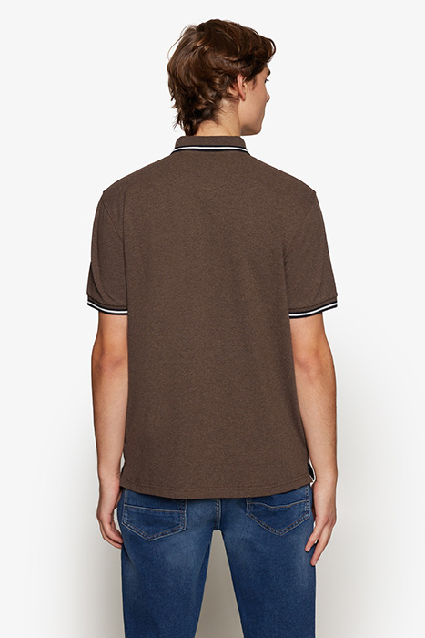 LUCASSI BADGE POLO CHOCOLAT BROWN MELANGE 2