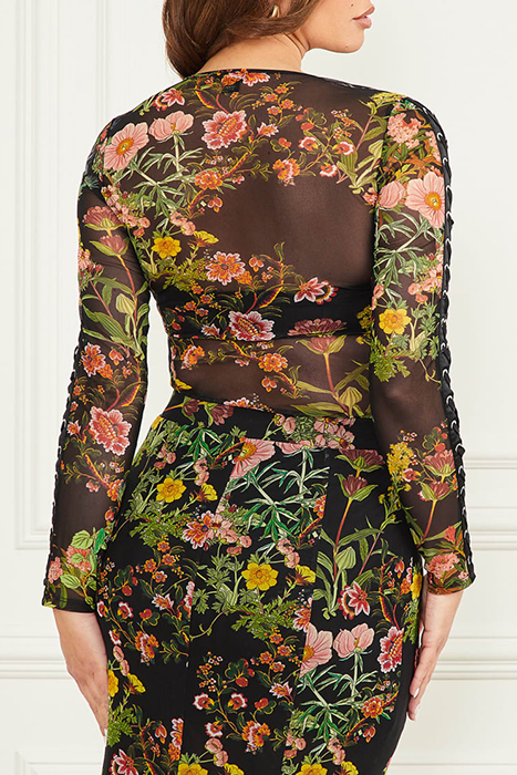 LEWIS MESH TOP BLACK BEAUTY BLOUSE PRINT 2