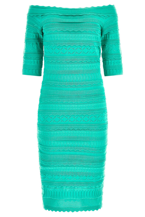 SYRIA OFF SHOULDE POMPOM MINI DRESS GREEN 3