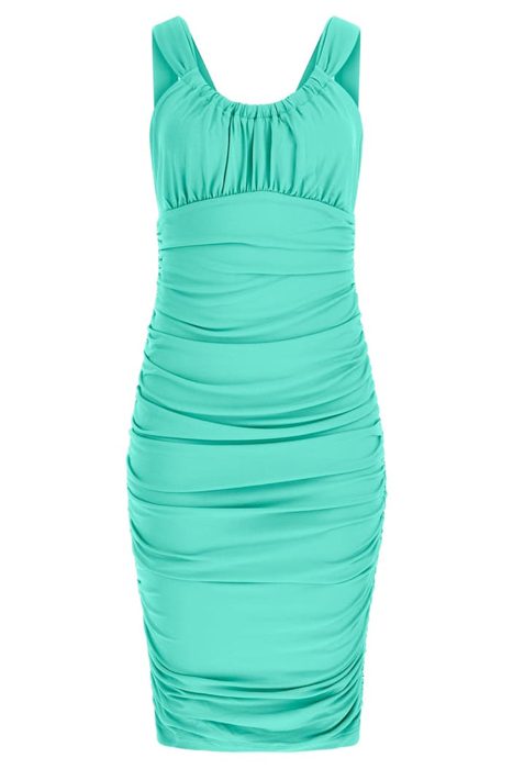 MARA GATHERED DRESS POMPOM GREEN 4