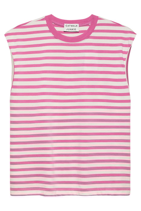 FOLDED SHOULDER SINGLET SUPER PINK 4