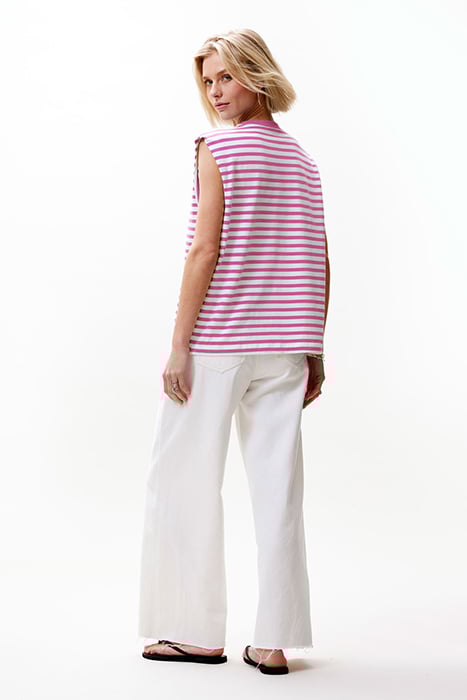 FOLDED SHOULDER SINGLET SUPER PINK 3