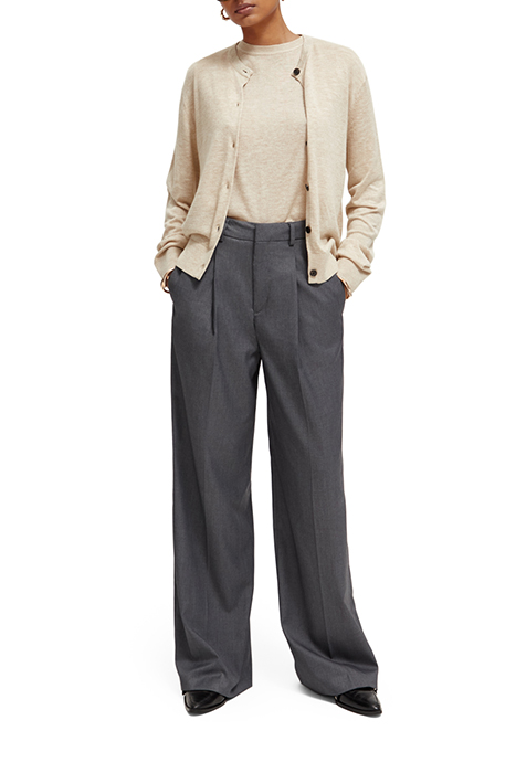 ROSE - PLEATED HIGH RISE WIDE LEG PANTS CHARCOAL MELANGE 3