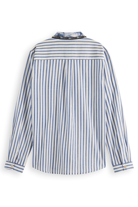 REGULAR FIT SHIRT WITH BEADED COLLAR BLUE STRIPE 5