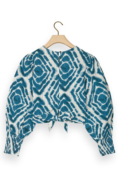 SMOCKED TOP WITH BOW BACK DISCO TIE DYE BOTTLE GREEN 5