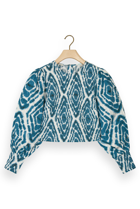 SMOCKED TOP WITH BOW BACK DISCO TIE DYE BOTTLE GREEN 4