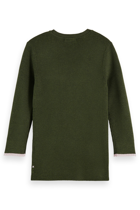 BUTTON DETAIL SKINNY RIB PULLOVER FIELD GREEN MELANGE 5