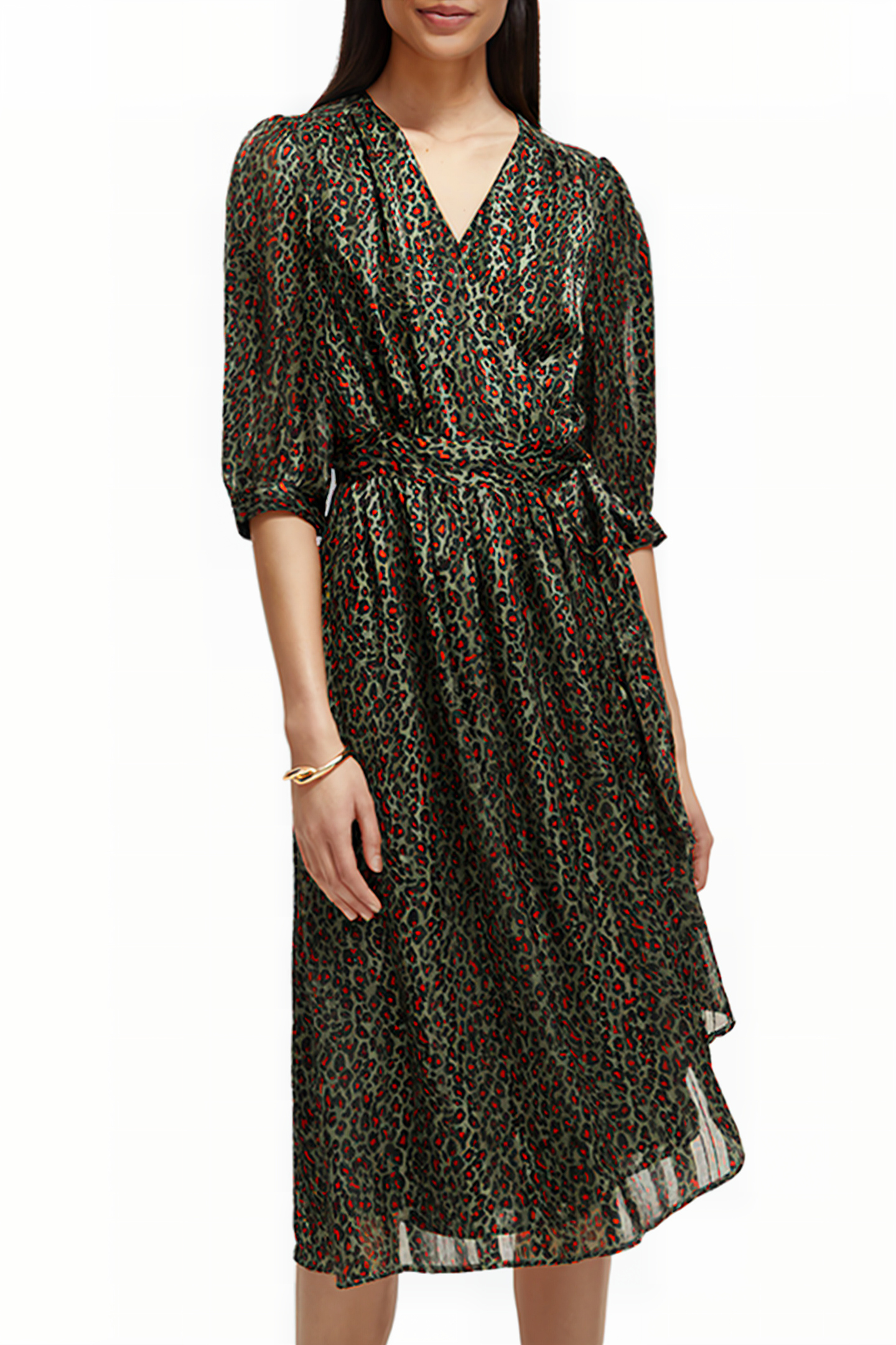 ASYMMETRIC WRAP DRESS CREATURES OF THE NIGHT FIELD GREEN 1