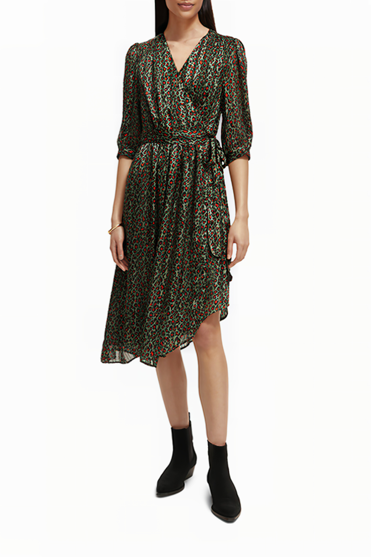 ASYMMETRIC WRAP DRESS CREATURES OF THE NIGHT FIELD GREEN 2